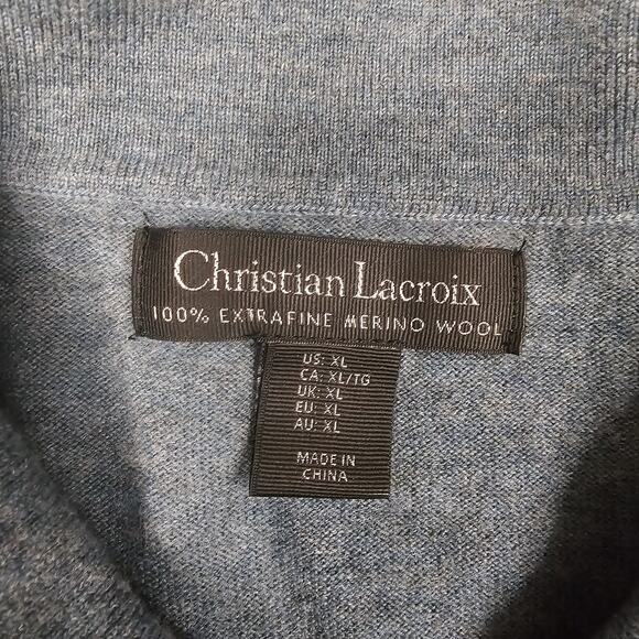 Christian Lacroix Polo Sweater XL Cardigan Button Up Merino Wool Luxury Preppy - Picture 4 of 8
